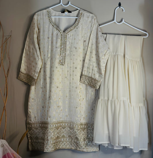 Silk Blend Sharara Suit